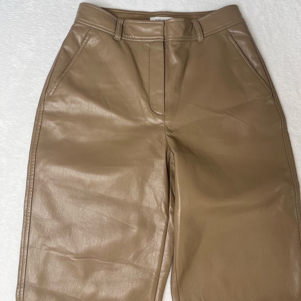 Babaton Aritzia Camel Faux Leather Command Cropped Slacks Sz 6 Chic Office Work - Picture 7 of 15